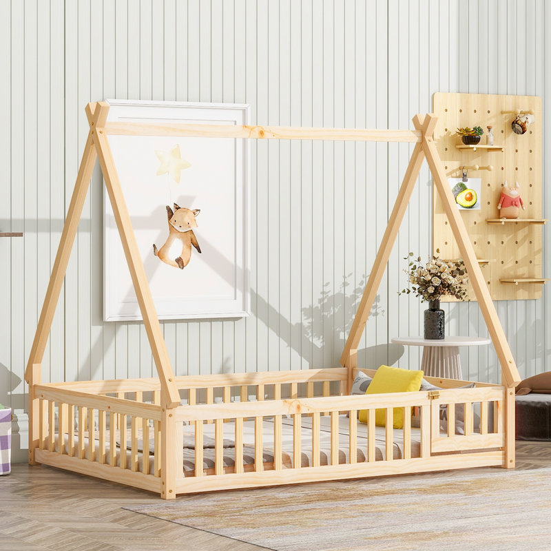 Tent-shaped Floor Bed, Natural, Full