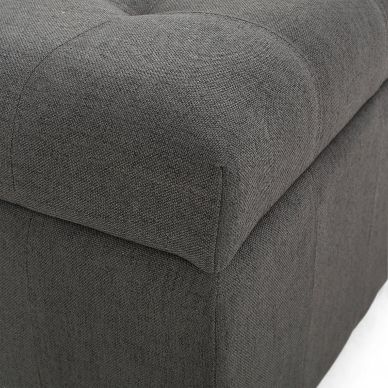 Anikait Tufted Storage Ottoman, Upholstered Ottoman, Dark Gray Polyester