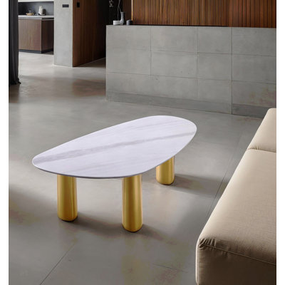 Table basse 1pc de style contemporain avec pieds en pierre Sinte
