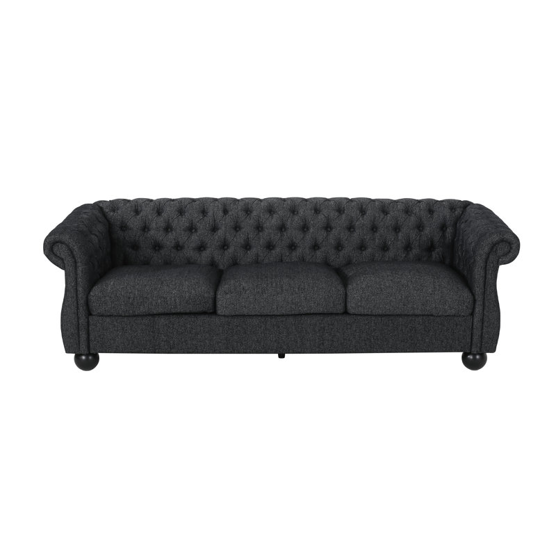 Canapé Chesterfield 84,5 po, 100 % polyester noir