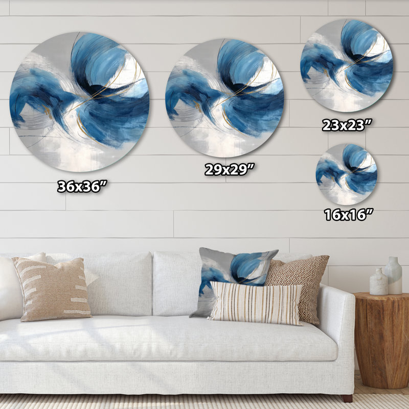 Jahliel - art mural rond en métal moderne, L 23 po x H 23 po