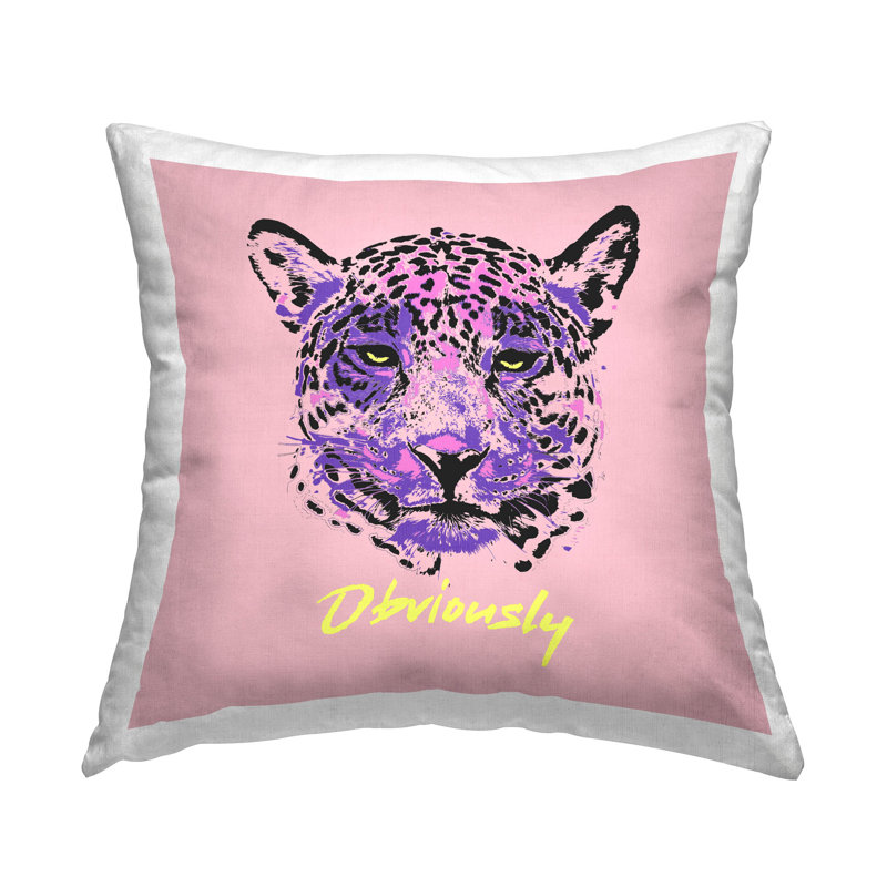 Coussin décoratif à imprimé de visage de léopard Evidement mauve par House of Lulu
