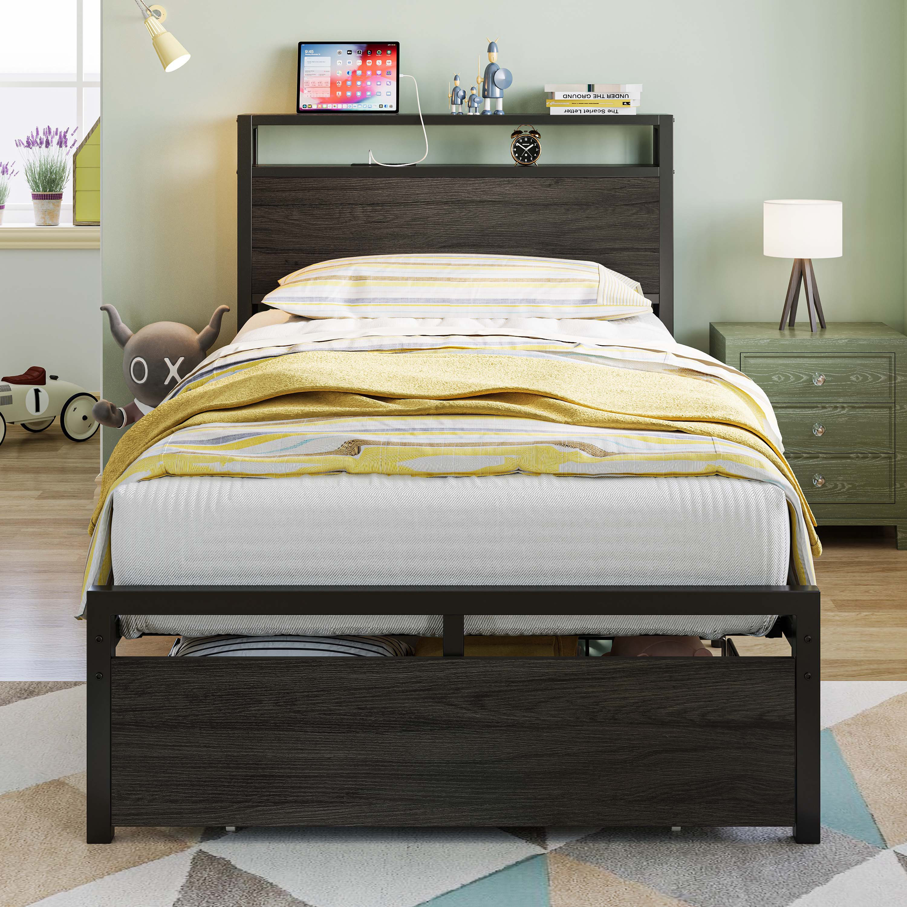Twin Bed Frames That Don T Need Box Springs 17 Stories Twin Bed Frames With Drawer, Storage Headboard With Outlets