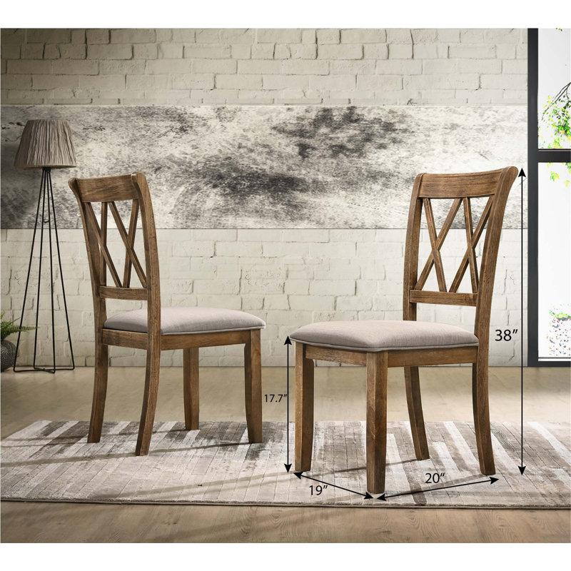 Ensemble de chaises de salle à manger rembourrées en tissu Windvale, fabrication en bois franc durable avec coussins en mousse confortables et finition chêne