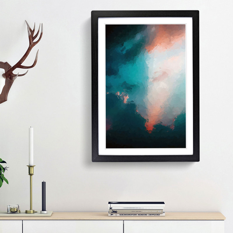 Ray of Light Through the Clouds in Abstract - Picture Frame Graphic Art Print, 36cm H x 27cm W x 2cm D, Black Framed