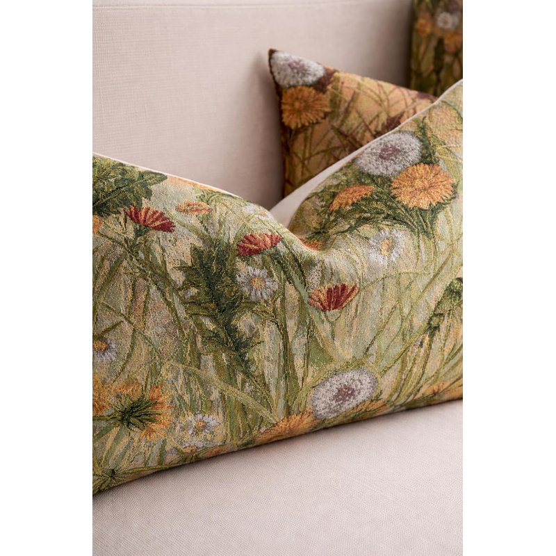 Coussin décoratif vert avec motif floral 12 "x 20" Green Prairie, Simple, Rectangle H 12 po x l 20 po