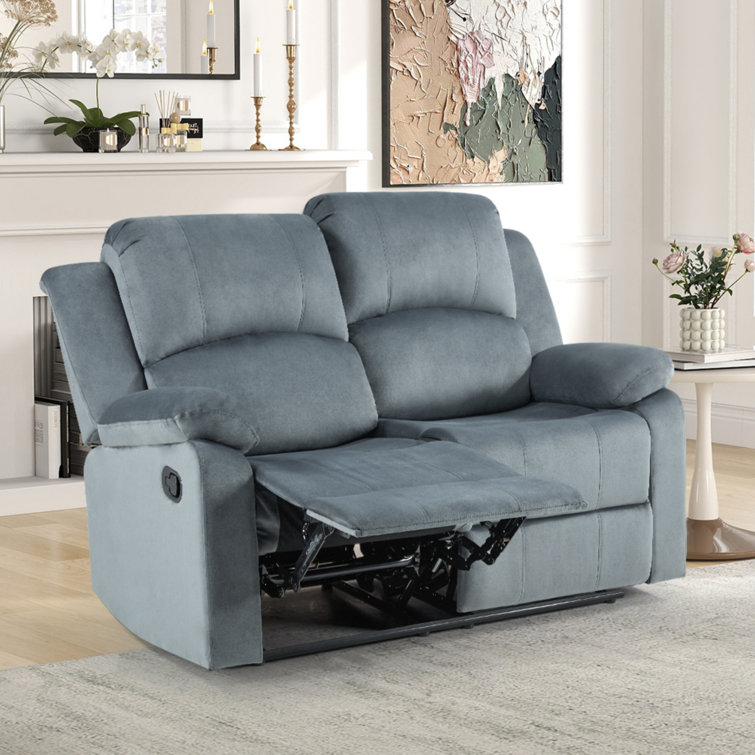 59.1'' Wide Contemporary Overstuffed Microfiber Manual Recliner Loveseat Sofa with Super Soft Cushion