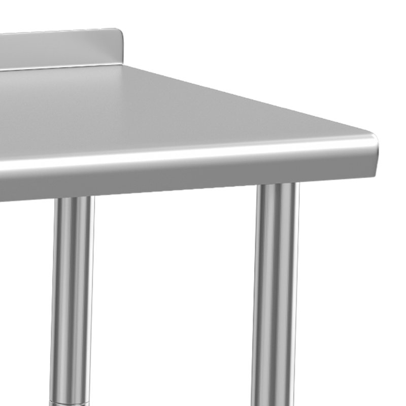 Table à roulettes en acier inoxydable pour préparation et travail avec dosseret, H 35 po x l 30 po x P 24 po