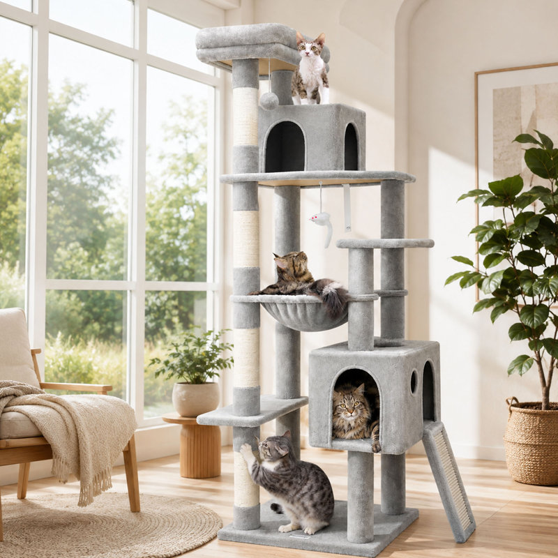 Tour pour arbre à chat 70 po, hamac et poteaux à griffes 70 po