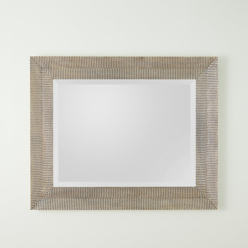 Delicate Basketweave Rectangle Solid Wood Mirror