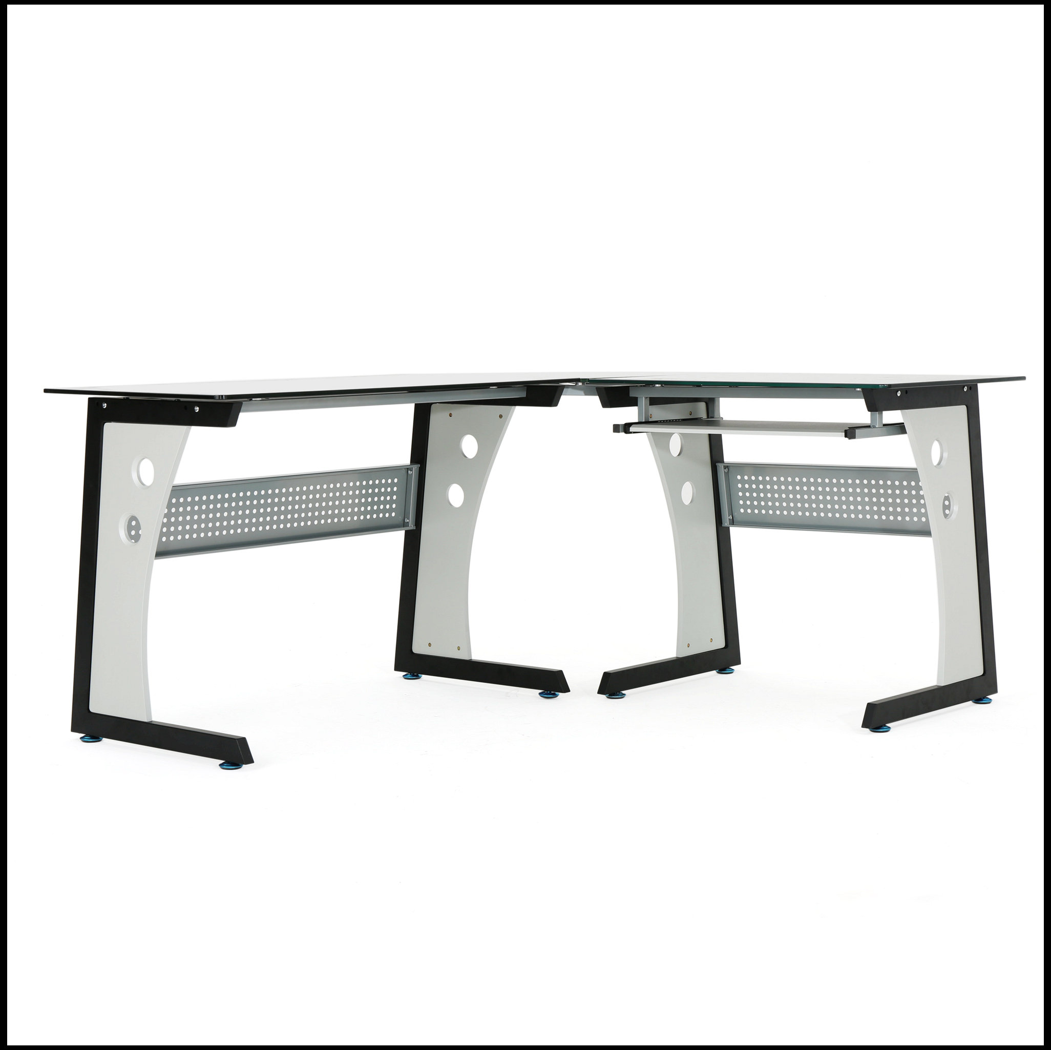 Ivy Bronx L SHAPE GLASS OFFICE DESK Wayfair