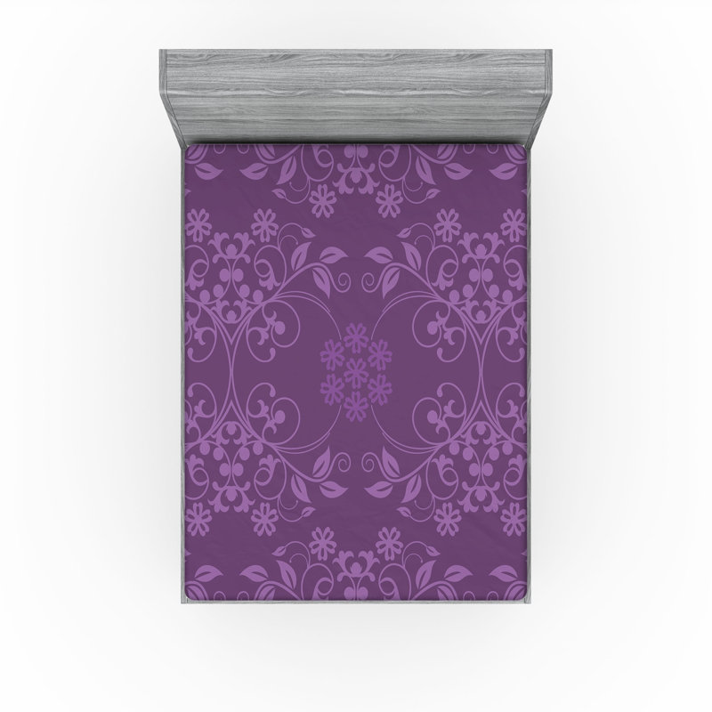 Drap-housse orange Ambesonne, Floral violet, Drap-housse grand