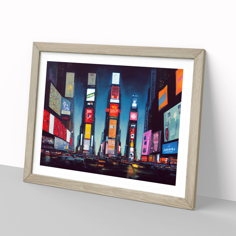 XH1022-6206X Modern Times Square Art Vol.5 1 Piece Single Picture Frame Wall Art, 25cm H x 34cm W x 2cm D, Oak