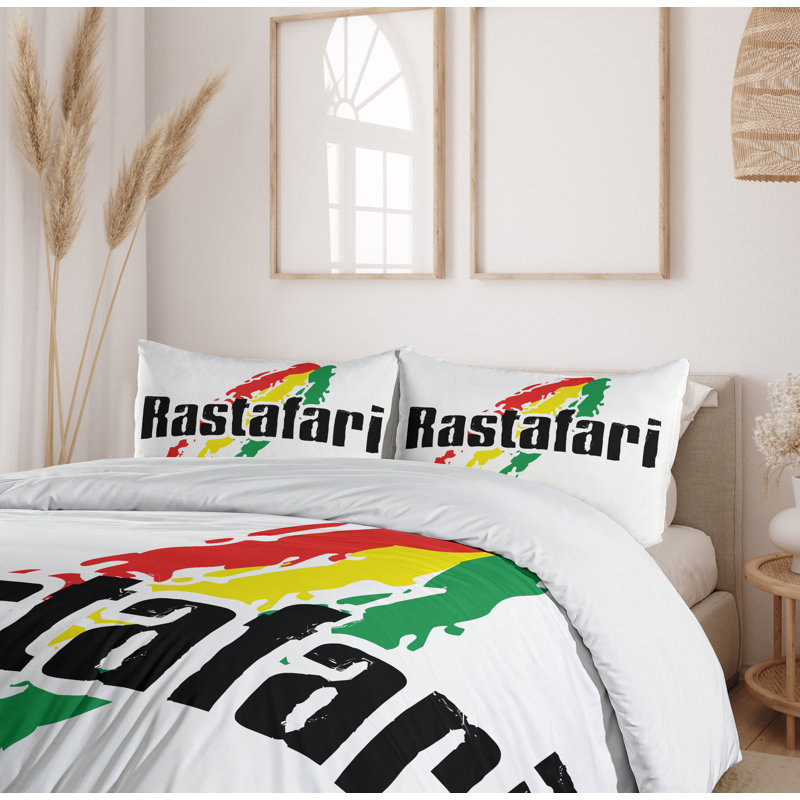 Twin Red Green Yellow Microfiber Rasta Duvet Cover Set