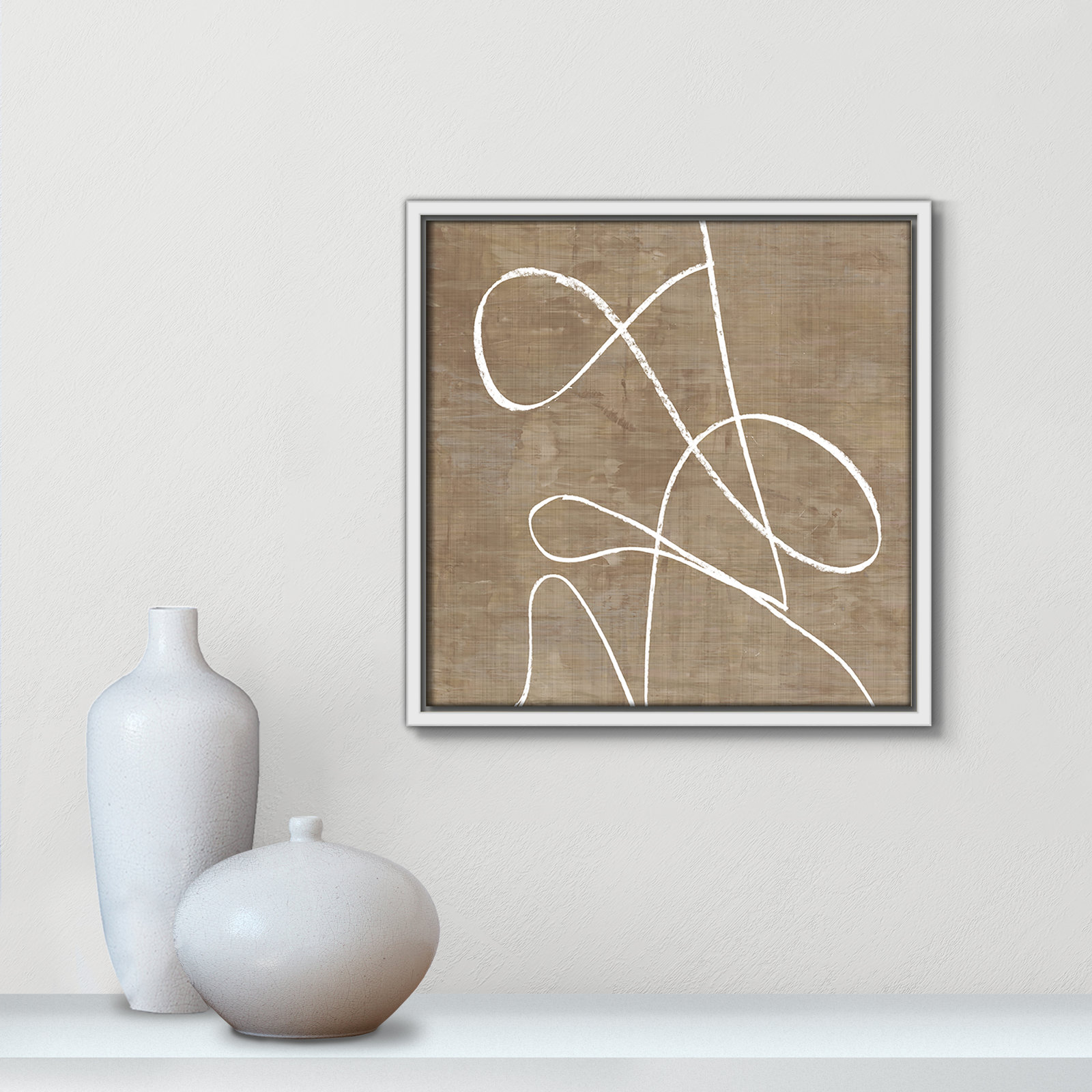 Catana "Swooping Lines" Print, 13.5" H x 13.5" W, White