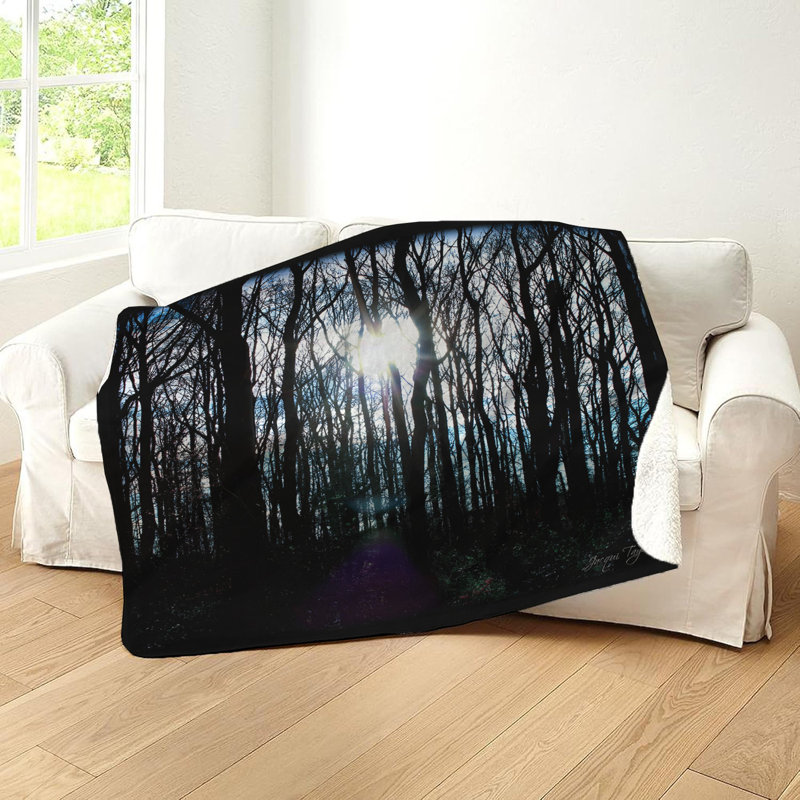 Silhouette Trees Beach Medium Sherpa Blanket, 30" W x 40" L