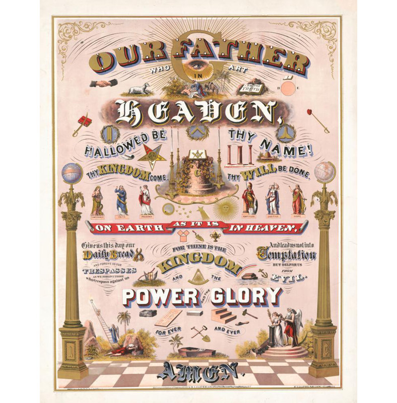 «Our Father Who Art in Heaven» par M.C. «Lilley & Co.», toile tendue avec châssis, H 24 po x l 17 po