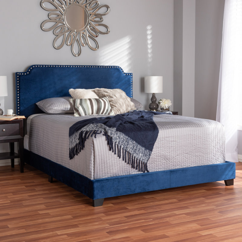 Millison Upholstered Standard Bed, King, Navy Blue