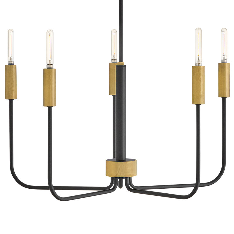 Austen 5-Light Exposed Bulb Single Tier Chandelier, Black