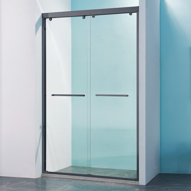Double porte de douche coulissante avec verre trempé et cadre en alliage d'aluminium