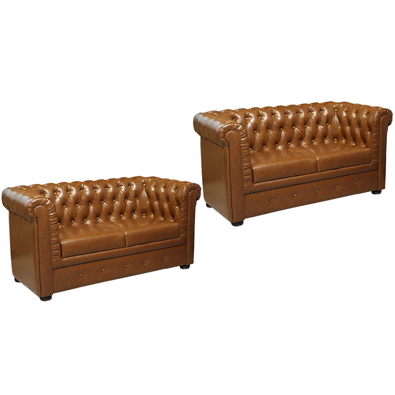 55.12'' Faux Leather Loveseat, Brown