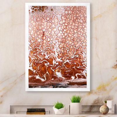 «Brown White and Black Flowing Foam Marble II», peinture sur toile encadrée