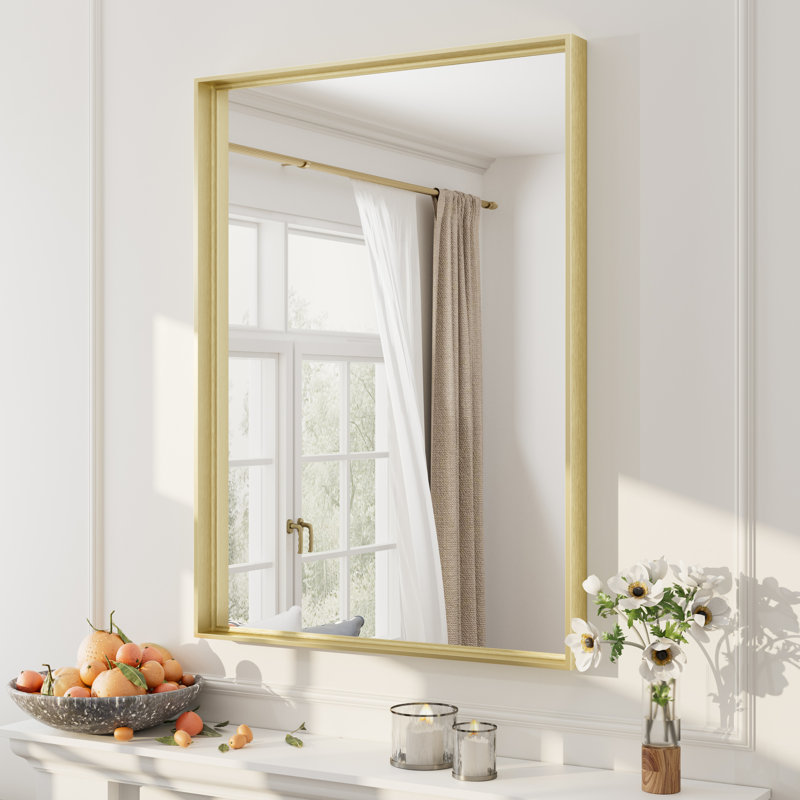 Miroir mural Aevar, 30 po x 22 po, Or brossé