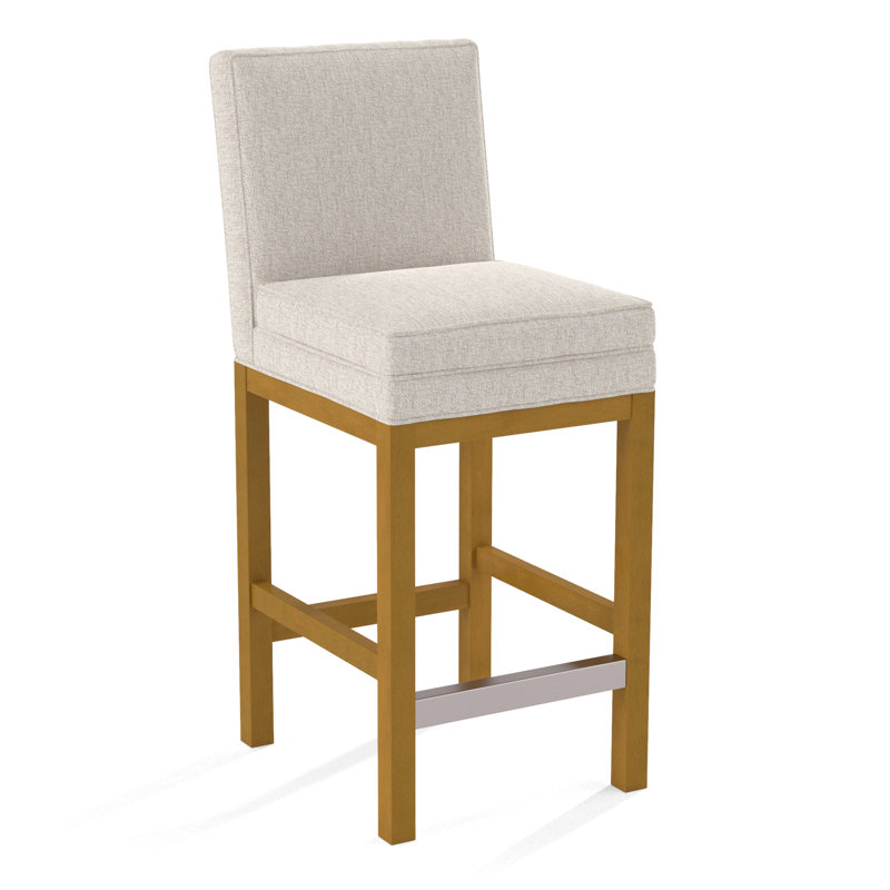 Upholstered Stool, Snow Crypton Performance; 0884-91, Frost White Finish