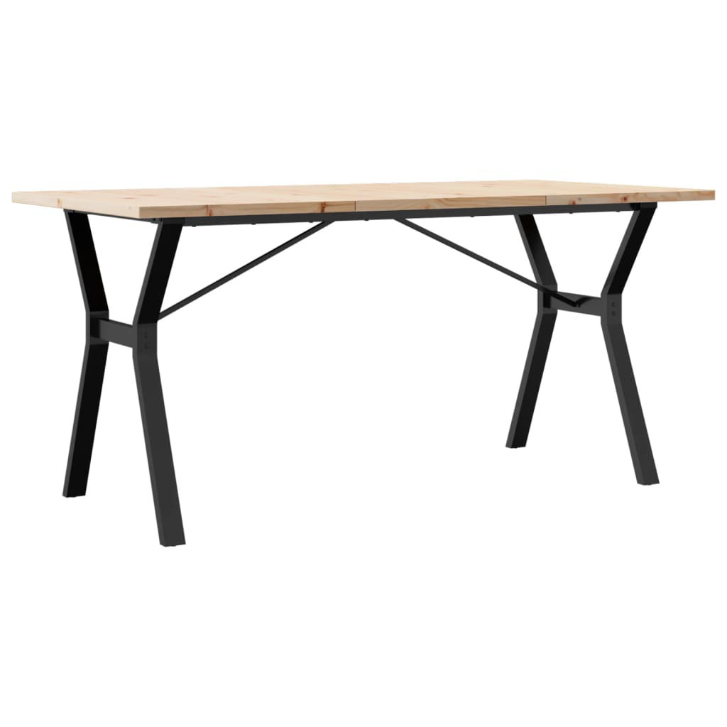 vidaXL Dining Table Y-Frame Solid Wood Pine and Steel