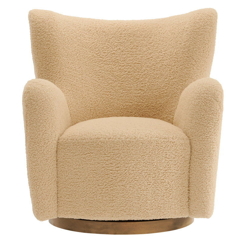 Montrose Wingback Sherpa Swivel Accent Chair, Ivory Polyester Blend