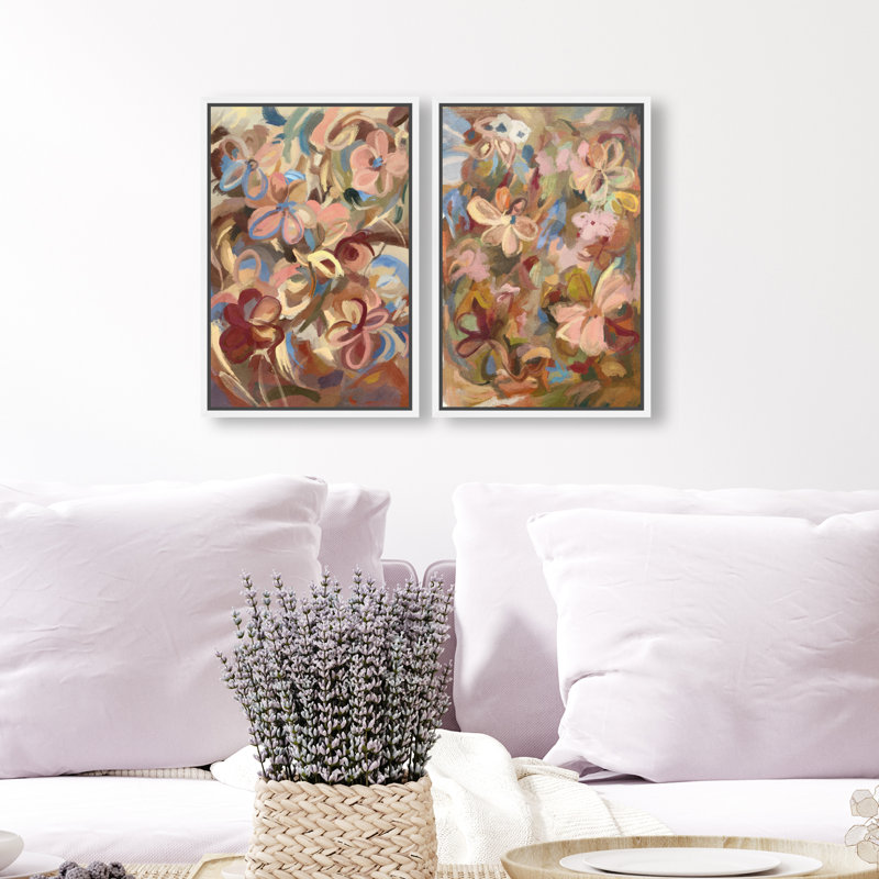 Moving Eden Set Canvas Abstract Print by Oliver Gal, Black Frame, 10 x 15, 92"H x 62"W, White Floater Frame