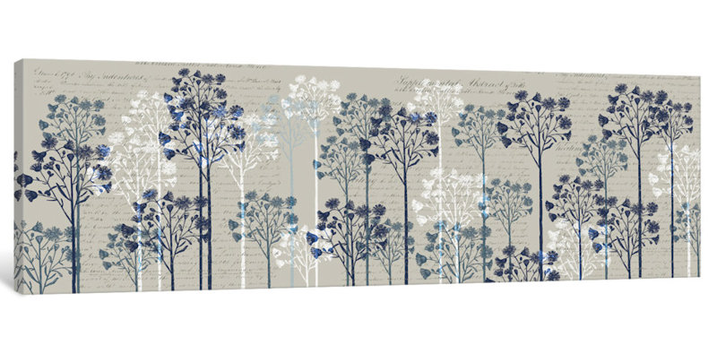 Floral Trees I par Fab Funky - Impression sur toile tendue sur châssis, H 12 po x l 36 po x P 1,5 po, Toile tendue
