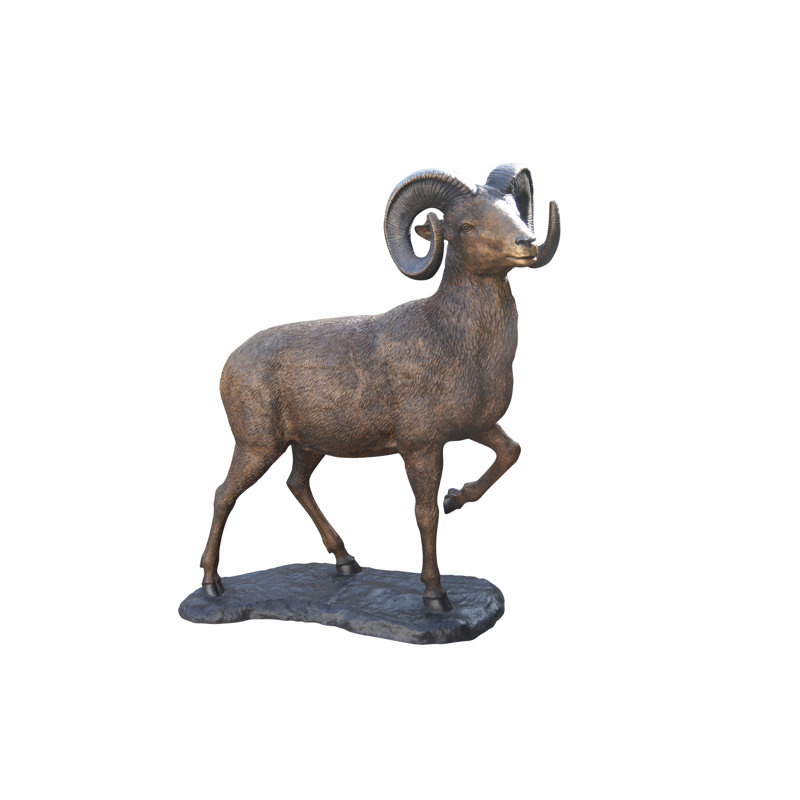 Statue géante en bronze à gros cornes de mouton - Taille: L 45 po x l 22 po x H 61 po.