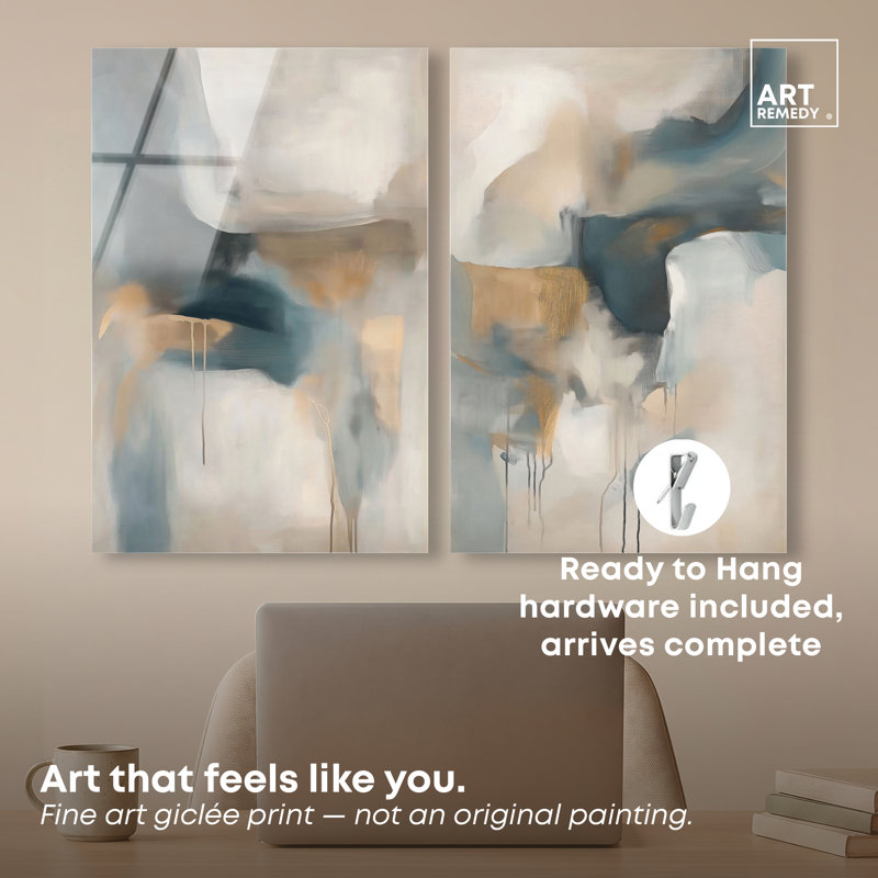 Ensemble de décorations murales Atho Atmospheric Duo à motif acrylique Boho Gold par Art Remedy, prêt à accrocher, 16 x 24