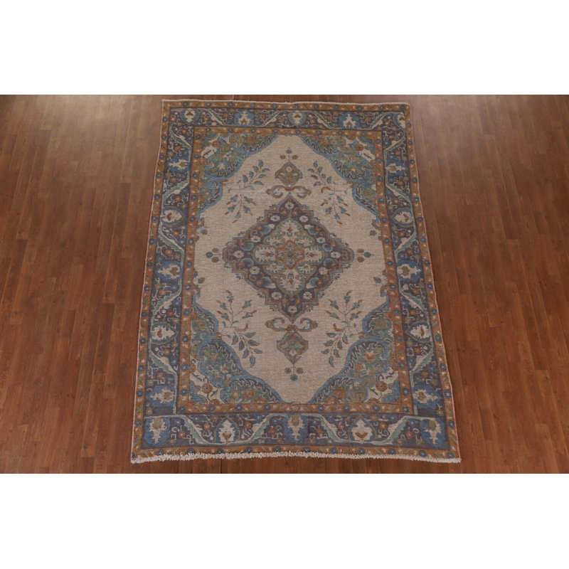 Tapis traditionnel rétro en laine 7 x 9