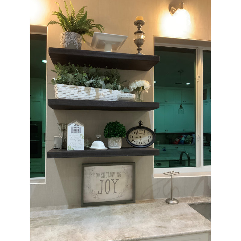 Pine Floating Shelf, 2" H x 36" W x 12" D, Black