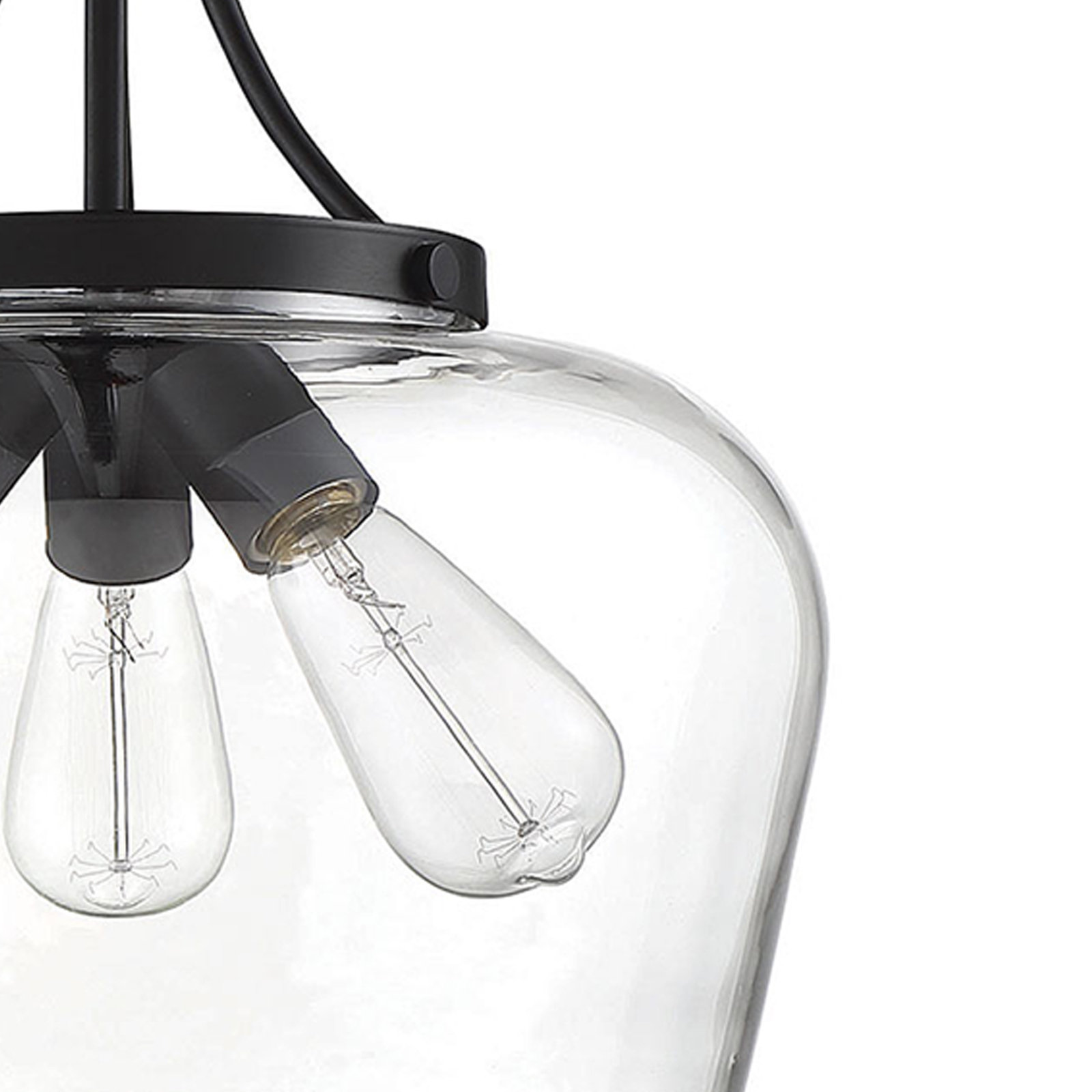 Breena 3-Light Semi Flush Mount, Matte Black, Clear