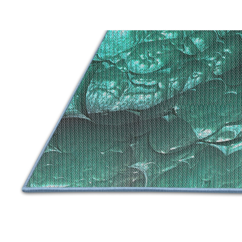 Tapis de zone verte à motifs aqua, Rectangle 8 pi x 10 pi