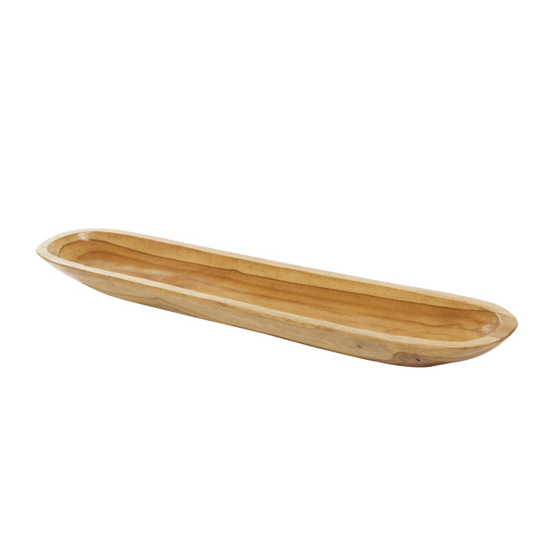 Handmade Teak Wood Live Edge Oval Serving Tray