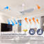 Ventilateur de plafond 52 pouces avec télécommande 6 vitesses et 3 pales en ABS réversible pour moteur de salon