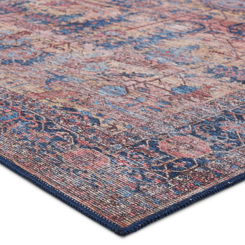 Tapis bleu / rose Ainsworth Medallion (7 pi 10 po x 10 pi), Rectangle 7 pi 10 po x 10 pi