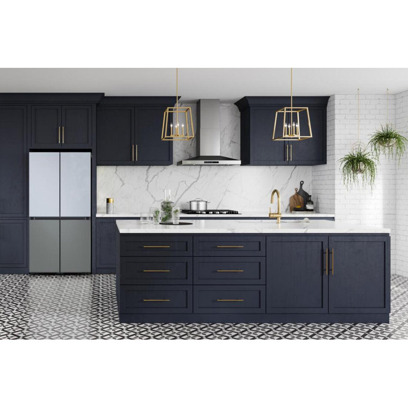 Samsung Bespoke 36" Counter Depth French Door 29 cu. ft. Smart Refrigerator with Custom Panels, Matte Black, Matte Black
