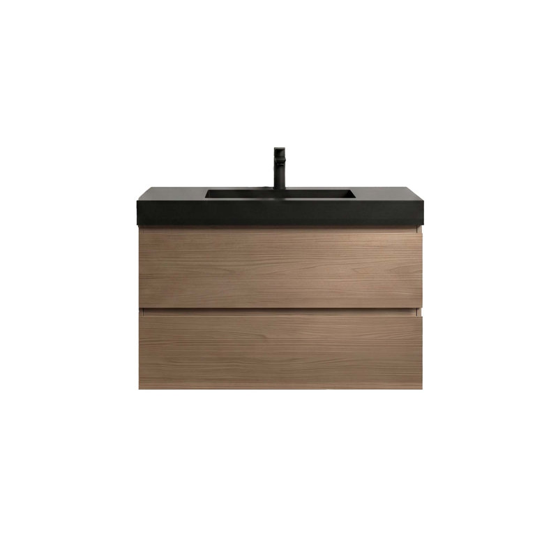 Meuble-lavabo flottant avec grand rangement et tiroirs silencieux