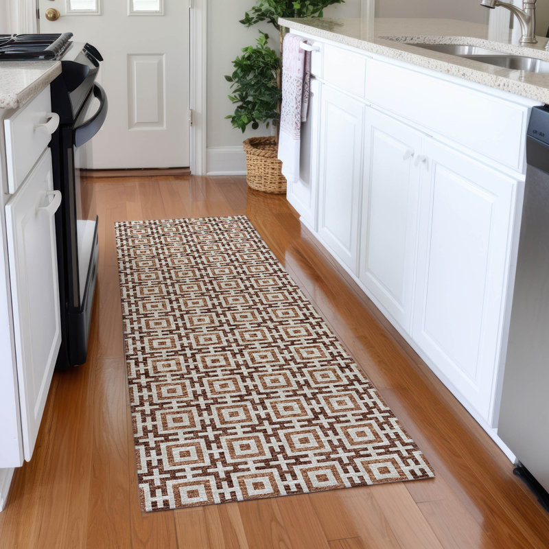 Premium Machine Washable Paullette AMF139 Paprika Rug, Runner 2'3" x 7'6"