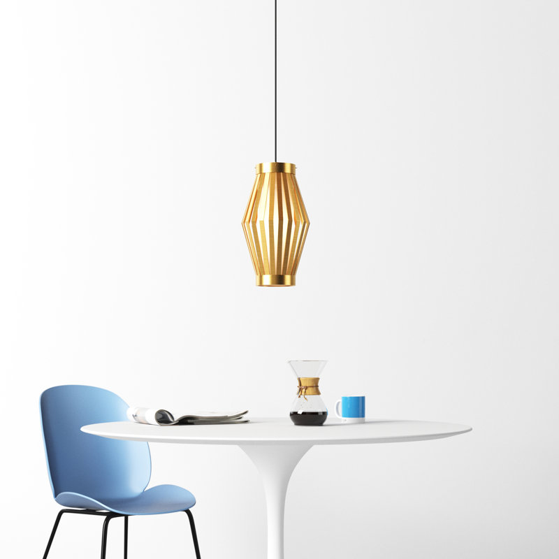 Phineas Single Light Glass Steel Pendant, Aged Gold