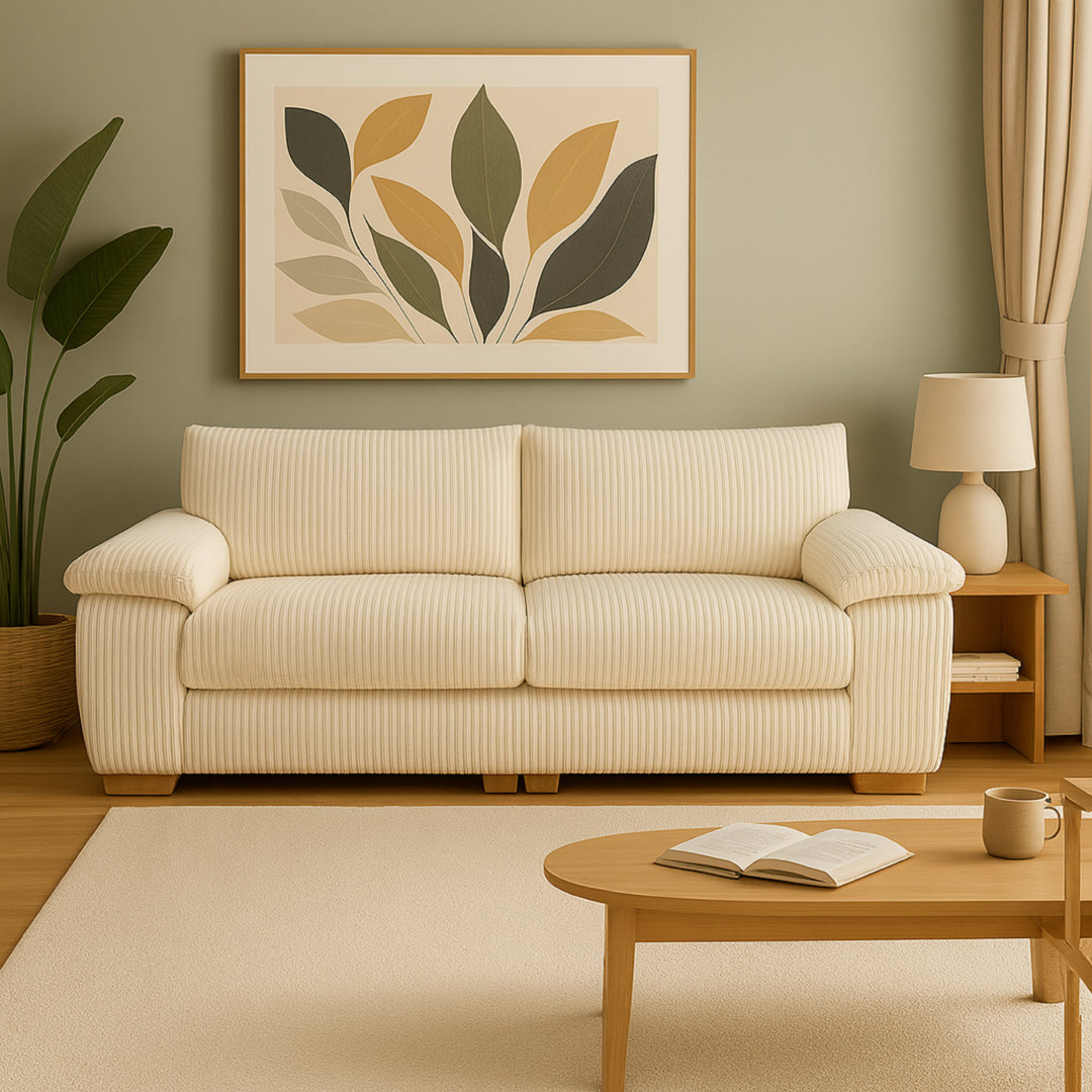 Amalfi 3 Seater Sofa Jumbo Cord Sectional Deep Cushioned Couch With Split Sofa Design
