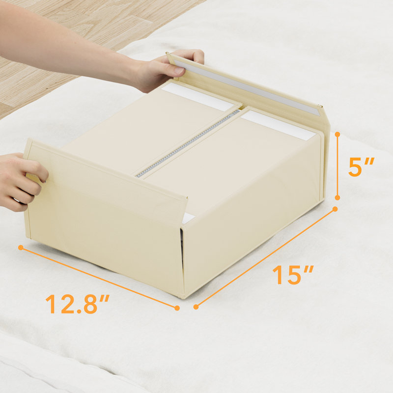 6 Pack Bed Sheet Organizers and Storage, Foldable Linen Closet Organizer with Window for Queen and King Size Bedding, Beige