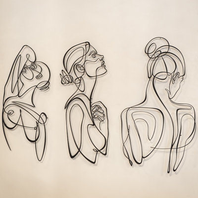 Woman Silhouette Metal Wall Art Set - 3 Piece Modern Minimalist Décor