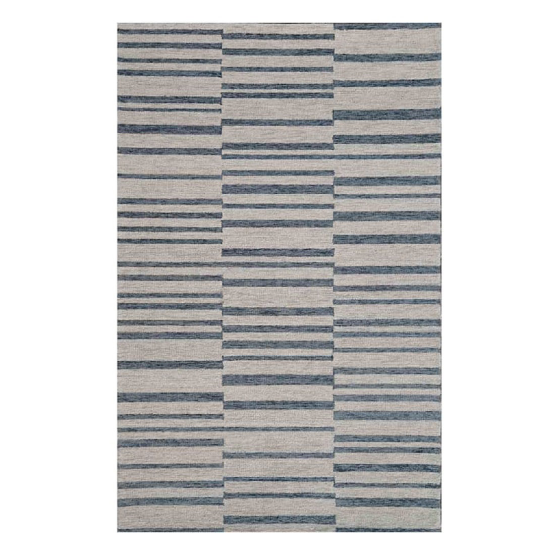NYBusiness Blue & White Broken Stripe Area Rug Owens Collection, 7X9