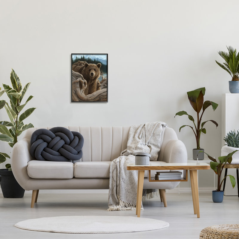 «30_Brown Bears Rustic Animal Family Tree Forest Lake tendue, art mural par Collin Bogle, H 20 po x l 16 po x P 1,5 po